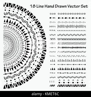 18 Line Hand Drawn Vector Set. Handmade Vector Illustration. Stock Vector