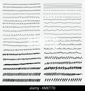 Vector Set Of Line Grunge Hand Drawn Textures. Stock Vector