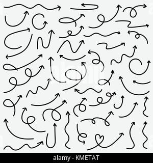 Hand Drawn Arrows Doodle Vector Set. Set Of Simple Arrow Sketches Vector Illustration. Stock Vector