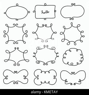 Hand Drawn Doodle Frame Decorative Calligraphic Elements. Vector Illustration. Stock Vector