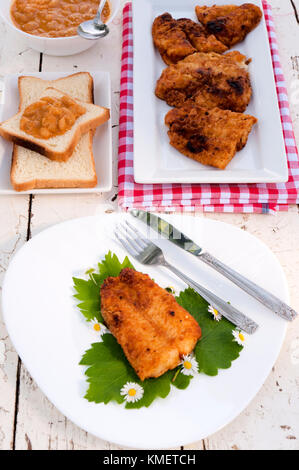 Fried catfish on the plate Stock Photo