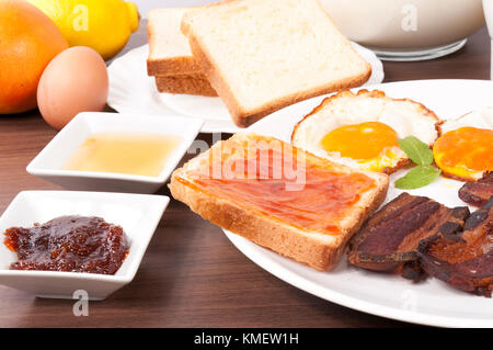 Serbian traditional breakfast on the table Stock Photo