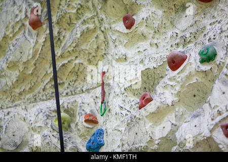 Close up of a bouldering wall for climbing. Stock Photo