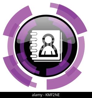 Address book pink violet modern design vector web and smartphone icon. Round button in eps 10 isolated on white background. Stock Vector