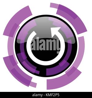 Rotate pink violet modern design vector web and smartphone icon. Round button in eps 10 isolated on white background. Stock Vector