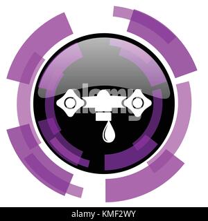 Water pink violet modern design vector web and smartphone icon. Round button in eps 10 isolated on white background. Stock Vector