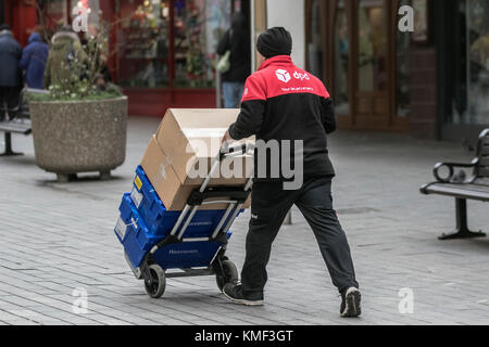 DPD Next day delivery services, business logistics, commercial goods being delivered in Blackpool, UK