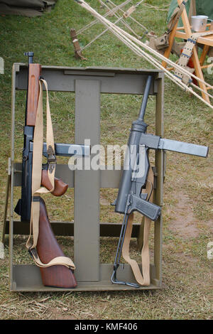 World war 2 era historical US infantry sub-machine guns. Stock Photo