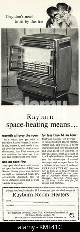 1950s old vintage original advert british magazine print advertisement  advertising Rayburn room heater dated 1958 Stock Photo - Alamy