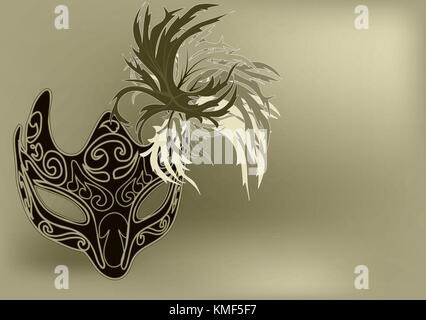 abstract black carnival mask with feather Stock Vector