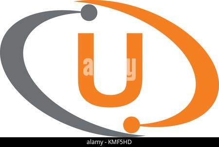 Technology Solutions Initial U Stock Vector