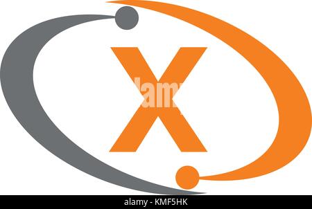 Technology Solutions Initial X Stock Vector