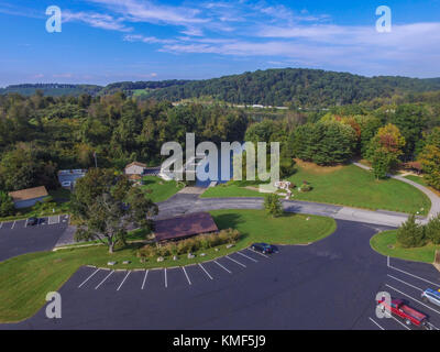 Aerial of Lake Redman in William Kain Park in Jacobus, Pennsylvania Stock Photo