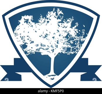 Oak Tree Shield Ribbon Stock Vector
