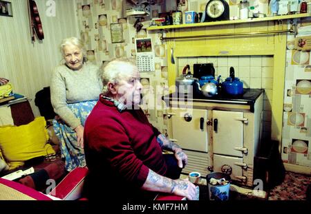 Elderly crofters in their home at Dales Voe, Mainland, Shetland Islands, Scotland. Photographed in 1976. Stock Photo