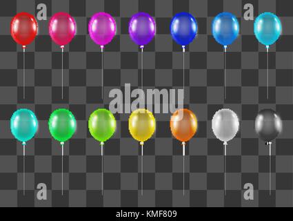 set of real colorful helium gas balloons Stock Vector