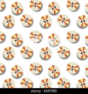 Abstract pattern with brown and gold buttons. Buttons on a white background. Stock Vector