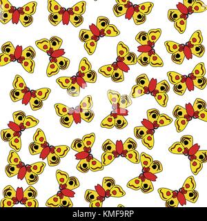 Abstract pattern with gold butterflies. Butterfly on a white background. Stock Vector