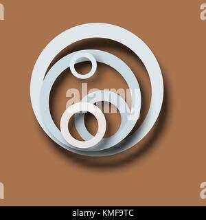 Abstract pattern with pale blue circles. Shadow, volume, 3d. Circles on brown background. Stock Vector