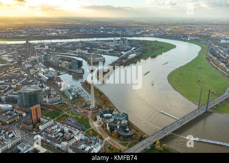 State Parliament Düsseldorf, State Parliament of North Rhine-Westphalia, next to the TV Tower on the Rhine, Media Harbour Stock Photo