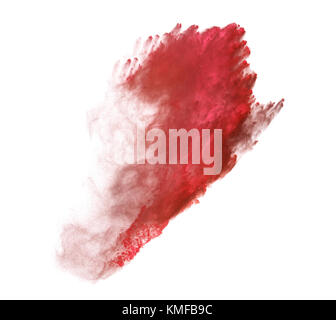 Explosion of red powder isolated on white background Stock Photo