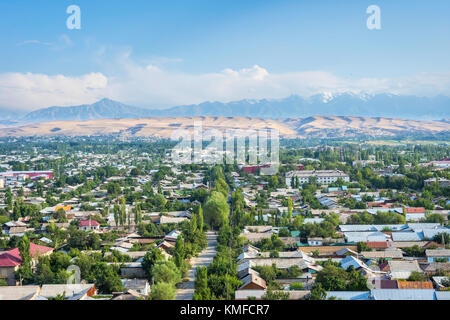 Aerial view over rooftops in Osh city, Kyrgyzstan Stock Photo