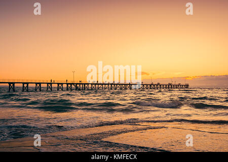 Port Noarlunga jetty at sunset, South Australia Stock Photo