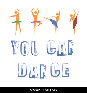 Dance Banner with Dancers Icons Stock Vector