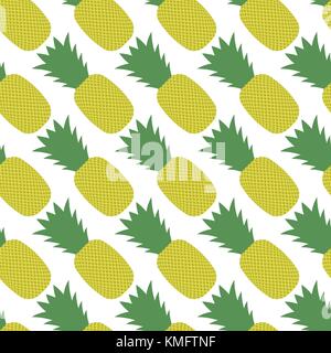 Pineapple Pattern Isolated on White Background Stock Vector