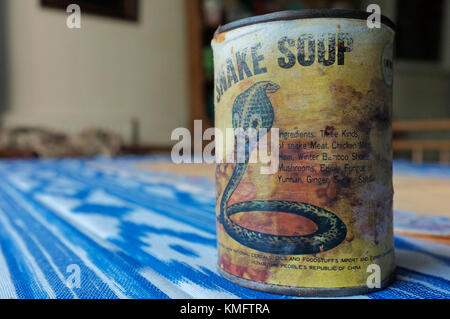 A thirty-year-old tin of Snake Soup made in China. Stock Photo