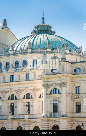 Slowacki Theater, detail of the dome and lantern on top of the Slowacki Theatre in Krakow, Poland. Stock Photo