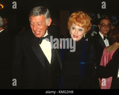 Actress Lucille Ball and husband Gary Morton attend Scott Newman Foundation event at the Century Plaza Hotel on November 19, 1982 in Los Angeles, California. Photo by Barry King/Alamy Stock Photo