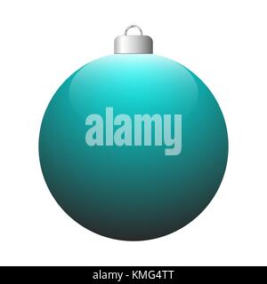 Vector turquoise glossy Christmas ball isolated on white background. Stock Vector
