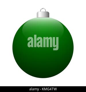 Vector green glossy Christmas ball isolated on white background. Stock Vector