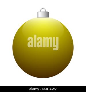 Vector yellow glossy Christmas ball isolated on white background. Stock Vector