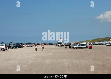 The famous beach at Blokhus in north-western Jutland, Denmark, where cars are allowed on the beach. Stock Photo