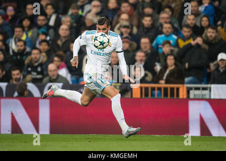 Madrid, Spain. 06th Dec, 2017. Madrid's Theo Hernandez during the Champions League soccer match between Real Madrid and Borussia Dortmund in the Estadio Santiago Bernabéu in Madrid, Spain, 06 December 2017. Credit: Bernd Thissen/dpa/Alamy Live News Stock Photo