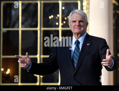 Prague, Czech Republic. 07th Dec, 2017. New U.S. Ambassador Stephen B. King speaks with journalists in Prague, Czech Republic, December 7, 2017. Credit: Michal Krumphanzl/CTK Photo/Alamy Live News Stock Photo