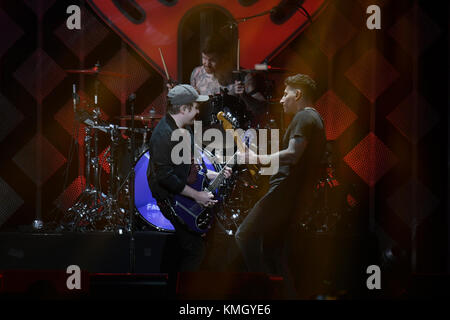 Philadelphia, USA. 06th Dec, 2017. Fall Out Boy performs onstage during the Q102's iHeartRadio Jingle Ball 2017 at the Wells Fargo Center in Philadelphia, PA, on December 6, 2017. Credit: Bastiaan Slabbers/Alamy Live News Stock Photo