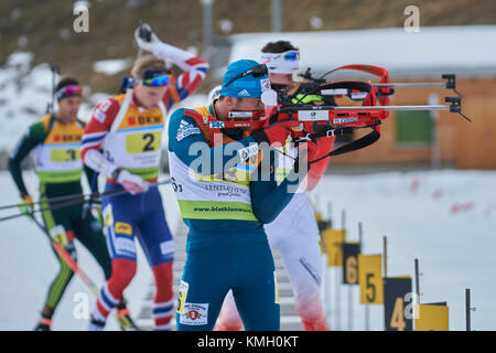 Lenzerheide, Switzerland. 8th Dec, 2017. IVKO Maksym (UKR) during the IBU Biathlon Cup Mixed Relay in Lenzerheide. Credit: Rolf Simeon/Proclaim/Alamy Live News Stock Photo