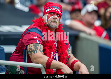 Houston, TX, USA. 10th Dec, 2017. The Ultimate Houston Texans fan watches during the 2nd half of an NFL football game between the Houston Texans and the San Francisco 49ers at NRG Stadium in Houston, TX. The 49ers won the game 26-16.Trask Smith/CSM/Alamy Live News Stock Photo