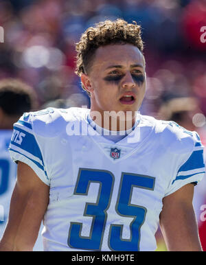 December 10, 2017 - Detroit Lions strong safety Miles Killebrew (35) before the game between the Detroit Lions and the Tampa Bay Buccaneers at Raymond James Stadium in Tampa, Florida. Del Mecum/CSM Stock Photo