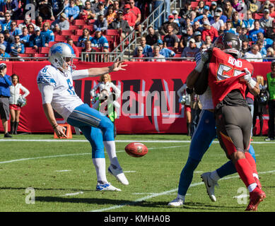 December 10, 2017 - Detroit Lions punter Sam Martin (6) punts during the 1st quarter in the game between the Detroit Lions and the Tampa Bay Buccaneers at Raymond James Stadium in Tampa, Florida. Del Mecum/CSM Stock Photo