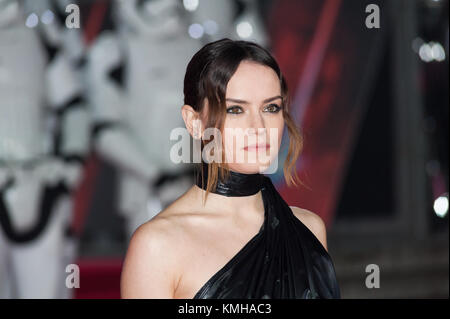 London, UK. 12th Dec, 2017. Daisy Ridley arrives for the European film premiere of 'Star Wars: The Last Jedi' at the Royal Albert Hall in London. Credit: Wiktor Szymanowicz/Alamy Live News Stock Photo