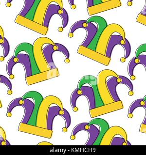 mardi gras jester hat decoration carnival seamless pattern Stock Vector