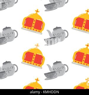 english culture teatime crown and teapot cup Stock Vector