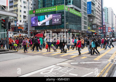 people doing shopping in Mong Kok street in Hong Kong Stock Photo