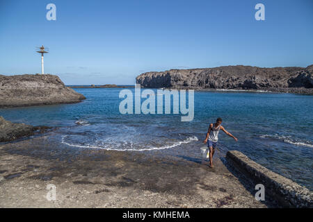 Fisherman at Ponta da Salina near the village of São Jorge on the island of Fogo, Cape Verde, Africa Stock Photo