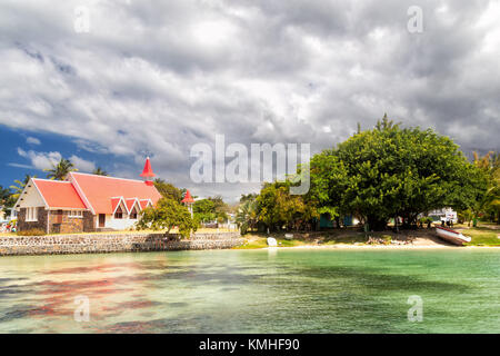 The famous church Notre Dame Auxiliatrice in Cap Malheureux in the north of Mauritius, Africa. Stock Photo