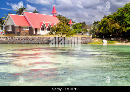 The famous church Notre Dame Auxiliatrice in Cap Malheureux in the north of Mauritius, Africa. Stock Photo